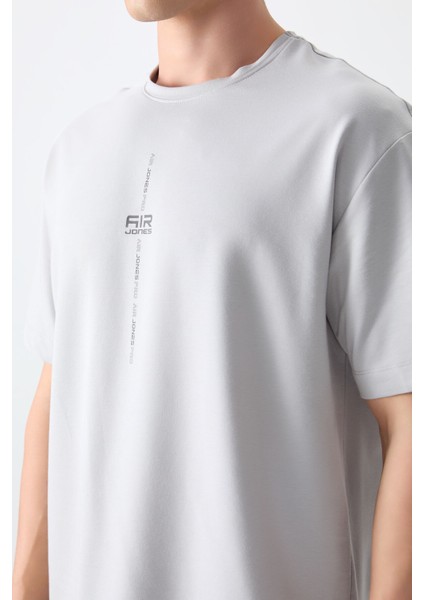 Taş Pamuklu Kalın Yumuşak Dokulu Oversize Fit Baskılı Erkek T-Shirt - 88373