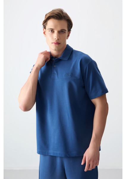 Parlament Pamuklu Kalın Yumuşak Dokulu Polo Yaka Oversize Fit Basic Erkek T- Shirt - 88382