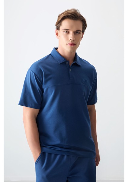 Parlament Pamuklu Kalın Yumuşak Dokulu Polo Yaka Oversize Fit Basic Erkek T- Shirt - 88382