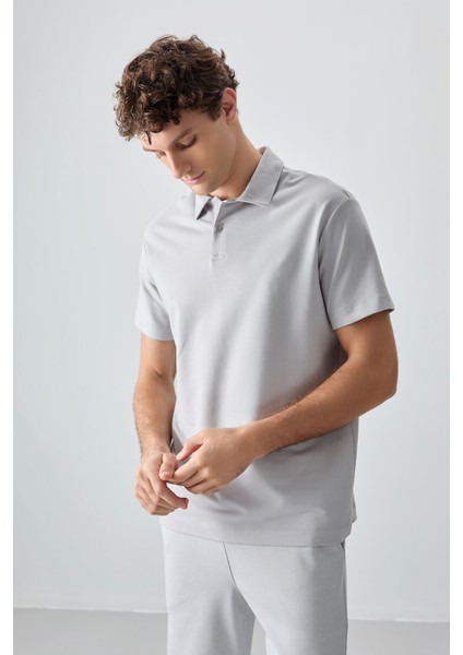 Taş Pamuklu Kalın Yumuşak Dokulu Polo Yaka Oversize Fit Basic Erkek T- Shirt - 88381
