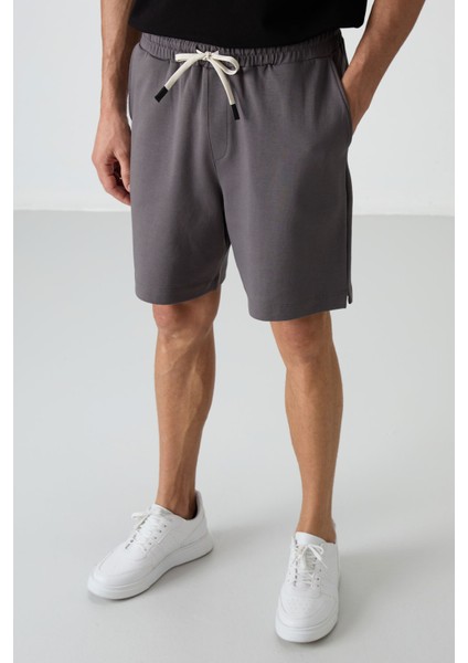 Koyu Gri Pamuklu Kalın Yumuşak Dokulu Comfort Fit Basic Erkek Şort - 81274 fırsatları