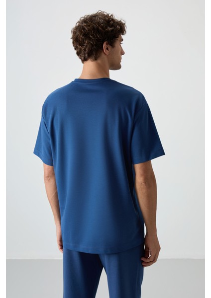 Parlament Pamuklu Kalın Yüzeyi Dokulu Oversize Fit Baskılı Erkek T-Shirt - 88365 indirimleri