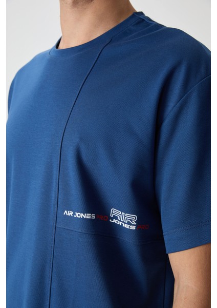 Parlament Pamuklu Kalın Yüzeyi Dokulu Oversize Fit Baskılı Erkek T-Shirt - 88370