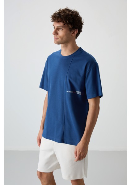 Parlament Pamuklu Kalın Yüzeyi Dokulu Oversize Fit Baskılı Erkek T-Shirt - 88370