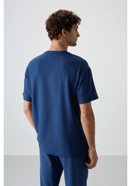 Parlament Waffle İnterlok Yüzeyi Dokulu Oversize Fit Basic Erkek T-Shirt - 88380 indirimleri