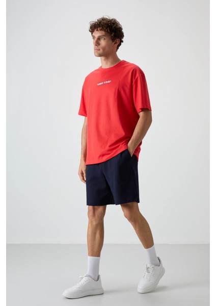 Fiesta Pamuklu Kalın Yüzeyi Dokulu Oversize Fit Baskılı Erkek T-Shirt - 88372