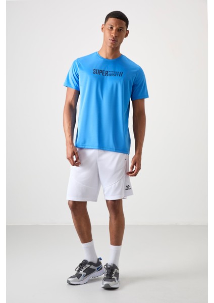 Saks Polyester Nefes Alan Dokulu İnce Esnek Standart Fit Erkek Performans T-Shirt - 88385