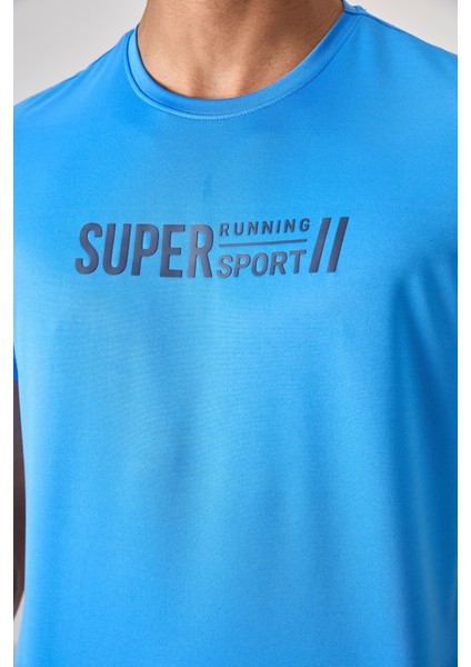 Saks Polyester Nefes Alan Dokulu İnce Esnek Standart Fit Erkek Performans T-Shirt - 88385