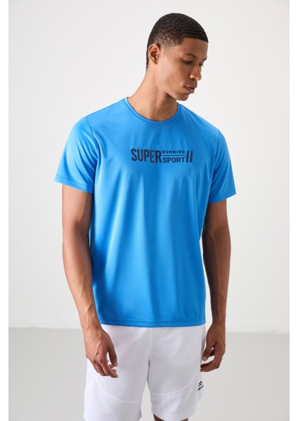 Saks Polyester Nefes Alan Dokulu İnce Esnek Standart Fit Erkek Performans T-Shirt - 88385