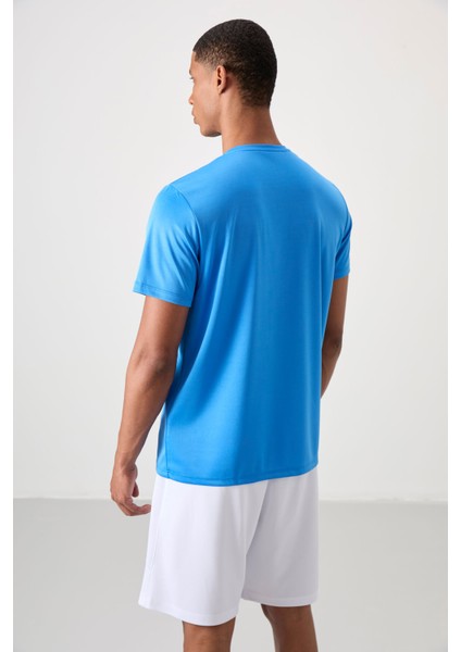 Saks Polyester Nefes Alan Dokulu İnce Esnek Standart Fit Erkek Performans T-Shirt - 88385