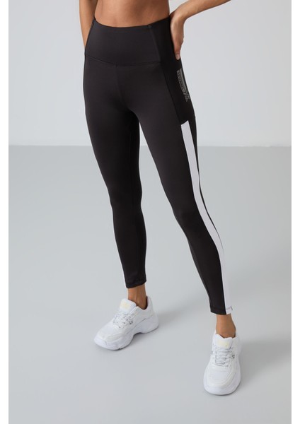 Siyah Polyester Esnek Standart Fit Performans Kadın Tayt Takım - 95332