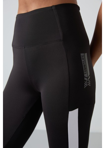 Siyah Polyester Esnek Standart Fit Performans Kadın Tayt Takım - 95332
