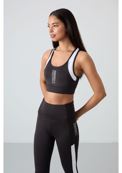 Siyah Polyester Esnek Standart Fit Performans Kadın Tayt Takım - 95332