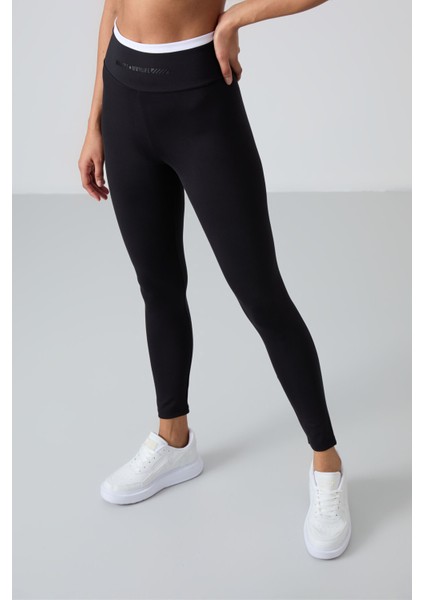 Siyah Polyester Esnek Standart Fit Performans Kadın Tayt Takım - 95333