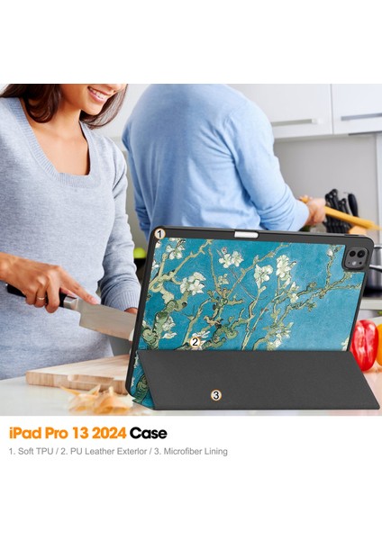 iPad Pro 13 2024 Kalem Yuvalı Tablet Kılıfı (Yurt Dışından)