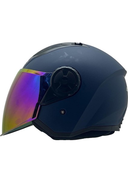 Aırflow 2 Mat Navy Mavi Kask Gökkuşağı Cam
