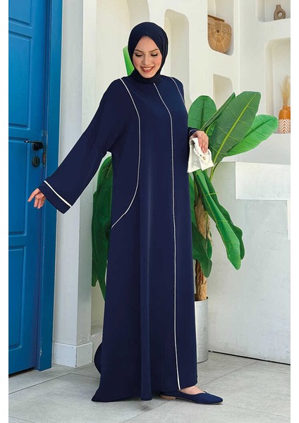 Cepli Şerit Detaylı Elbise 6018 Lacivert modelleri