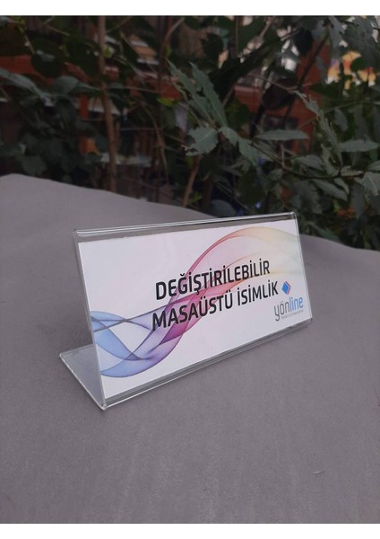 Şeffaf Değiştirilebilir Yatay Masaüstü Isimlik - 20X7 cm