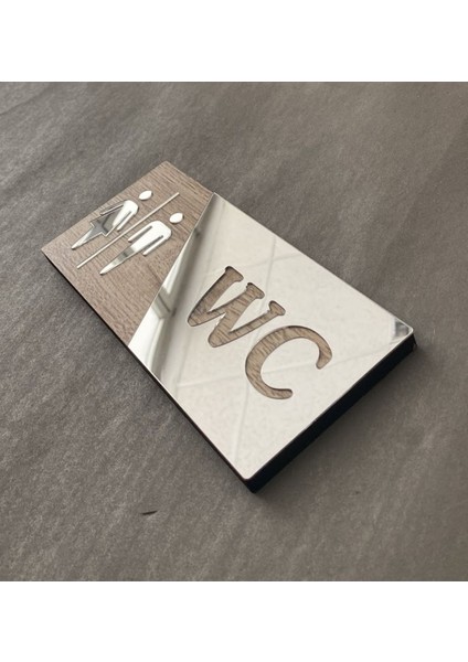 Aynalı Natural Mdf Wc Yönlendirme Levhası