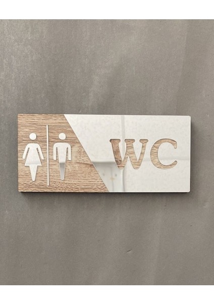 Aynalı Natural Mdf Wc Yönlendirme Levhası