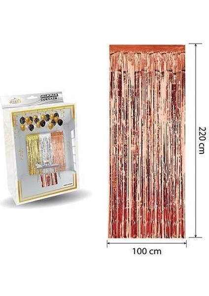 Metalize Arka Fon Kapı Perdesi Rose Gold 100X200 cm