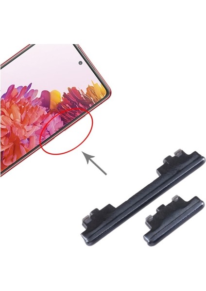 Samsung Galaxy A04 A045 Uyumlu On-Off Yan Ses Tuş Plastiği Power Volume Button - Siyah