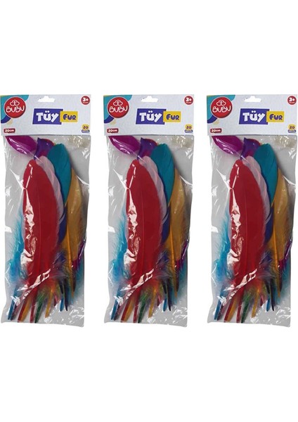 Karışık Renkli Tüy 20 Li 20CM 3 Lü Set