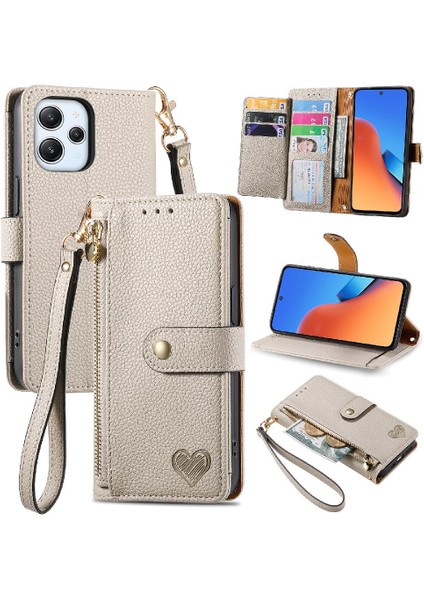 Redmi 12 Için Kılıf Deri Kılıf Kordon Fermuar Aşk Cüzdan (Yurt Dışından)