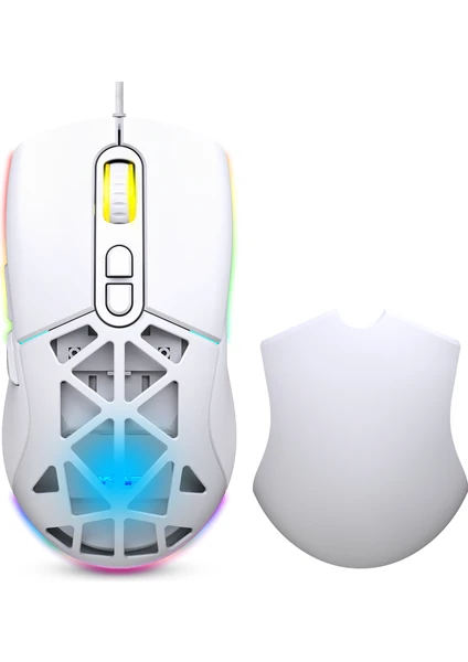 WRP-O12800-W 12800 Dpi Wide Rgb Özel Abs Doku Reflex Örgü Kablolu Beyaz Gaming Mouse