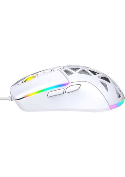 WRP-O12800-W 12800 Dpi Wide Rgb Özel Abs Doku Reflex Örgü Kablolu Beyaz Gaming Mouse