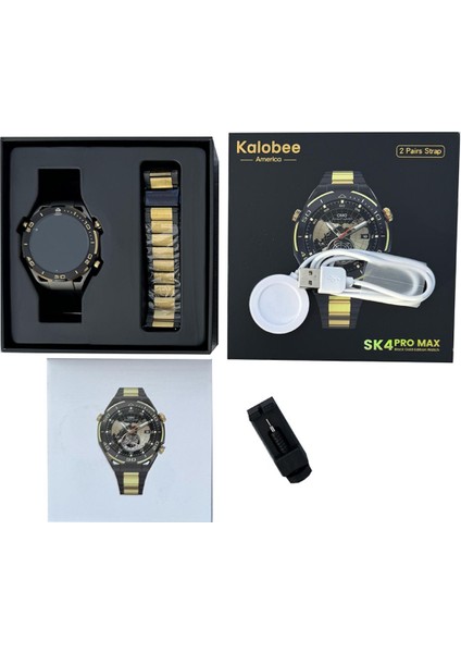 Tekno Trust 200-300 Mah Kalobee Sk4 Pro Max Watch Ultimate Edition Siyah Altın 49MM Çift Kordonlu Akıllı Saat S modelleri