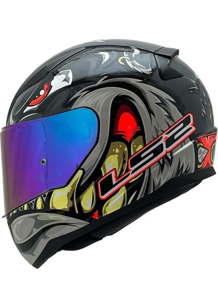 Rapıd 2 Spox Gri-Kırmızı Kask Gökkuşağı Cam