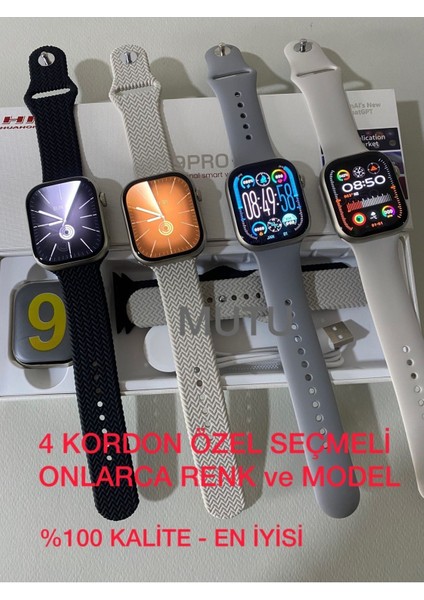 Tekno Trust Hk9 Pro Plus 4 Kordon Özel Seçmeli Son Versiyon Watch9 Amoled Ekran Akıllı Saat