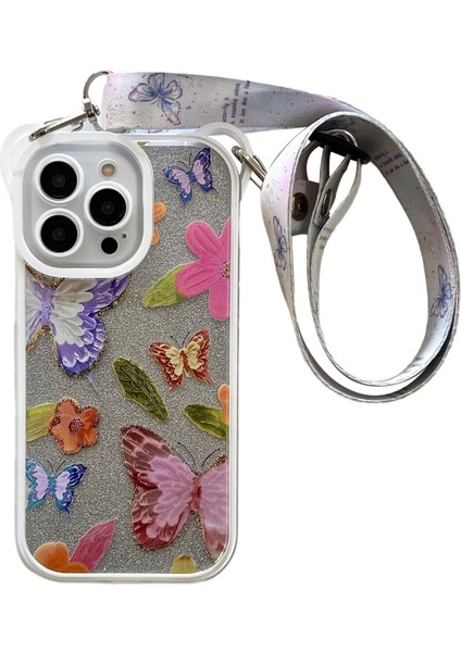 iPhone 15 Pro Max Için Kılıf Desenli Glitter Tpu Telefon Kılıfı, Crossbody Ipli-Çok Renkli (Yurt Dışından)