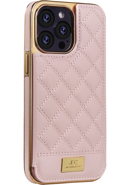 iPhone 15 Pro Max Kılıf Kart Tutucu Çubuğu Pu Deri Kaplamalı Pc Telefon Kapağı-Pembe (Yurt Dışından)