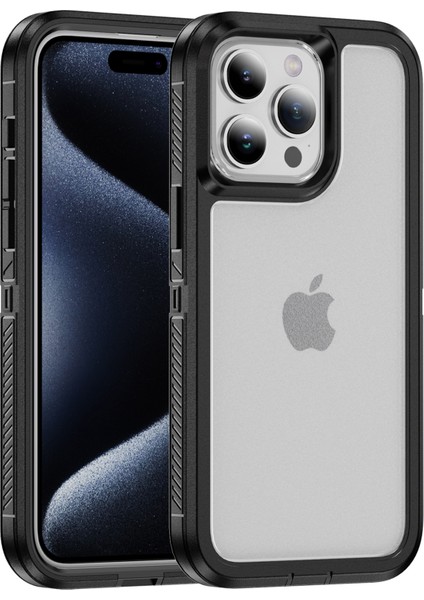 iPhone 15 Pro Kılıf Tpu+Pc Düşmeye Karşı Koruyucu Telefon Kılıfı-Siyah+Şeffaf (Yurt Dışından)