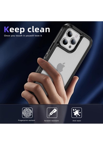 iPhone 15 Pro Kılıf Tpu+Pc Düşmeye Karşı Koruyucu Telefon Kılıfı-Siyah+Şeffaf (Yurt Dışından) modelleri