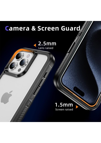 iPhone 15 Pro Kılıf Tpu+Pc Düşmeye Karşı Koruyucu Telefon Kılıfı-Siyah+Şeffaf (Yurt Dışından) indirimleri