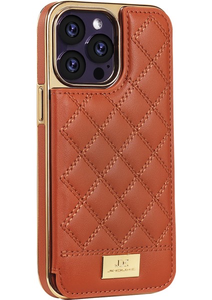 iPhone 15 Pro Max Için Kılıf Kart Tutucu Çubuğu Pu Deri Kaplamalı Pc Telefon Kapağı-Sarı (Yurt Dışından)
