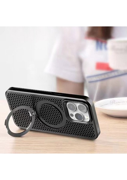 iPhone 12/12 Pro Kılıf Petek Dokulu Pc+Tpu Manyetik Kapak ve Kickstand-Koyu Mor (Yurt Dışından)