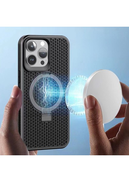 iPhone 12/12 Pro Kılıf Petek Dokulu Pc+Tpu Manyetik Kapak ve Kickstand-Koyu Mor (Yurt Dışından)