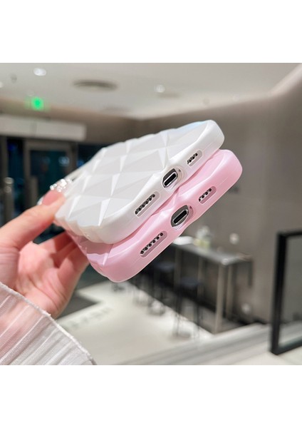 iPhone 15 Pro Kılıf Kaymaz Eşkenar Dörtgen Izgara Tpu Skin-Touch Telefon Kılıfı-Beyaz (Yurt Dışından) fırsatları