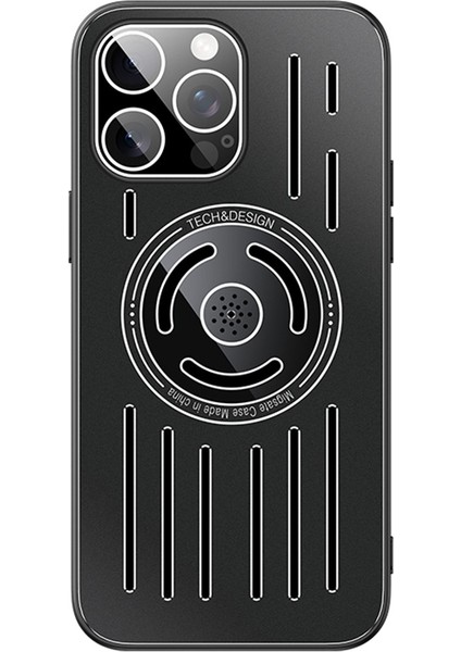 iPhone 14 Pro Için Isı Dağılımı Telefon Kılıfı Tpu+Metal Manyetik Arka Kapak Lensli Film-Siyah (Yurt Dışından)