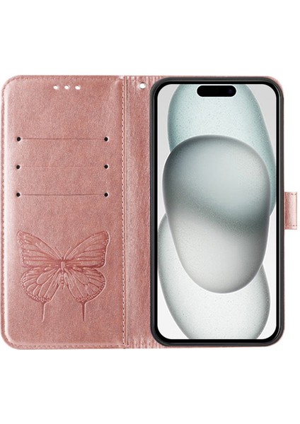 iPhone SE(2024)CÜZDAN Kılıfı Darbeye Dayanıklı Deri Telefon Kılıfı El Askılı-Pembe Altın (Yurt Dışından) fırsatları