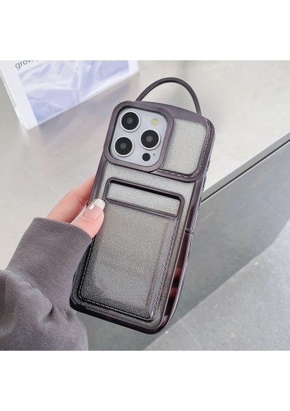 iPhone 13 Pro Için Tpu Kılıf Kart Tutucu Parıltılı Telefon Kapağı -Siyah (Yurt Dışından)