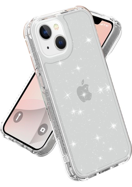 iPhone 14 Plus Kılıf Için Tpu+Pc Cilt Dostu Dokunmatik Mat Telefon Kapağı-Glitter Şeffaf (Yurt Dışından)