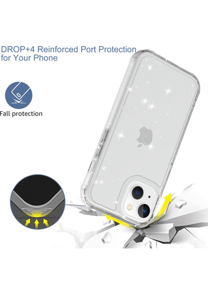 iPhone 14 Plus Kılıf Için Tpu+Pc Cilt Dostu Dokunmatik Mat Telefon Kapağı-Glitter Şeffaf (Yurt Dışından)