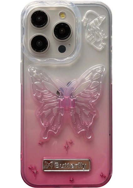 iPhone 13 Pro Için 6.1 Inç Kılıf Gradyan Tpu Darbeye Dayanıklı Telefon Kılıfı, Şekli Kickstand-Pembe (Yurt Dışından)