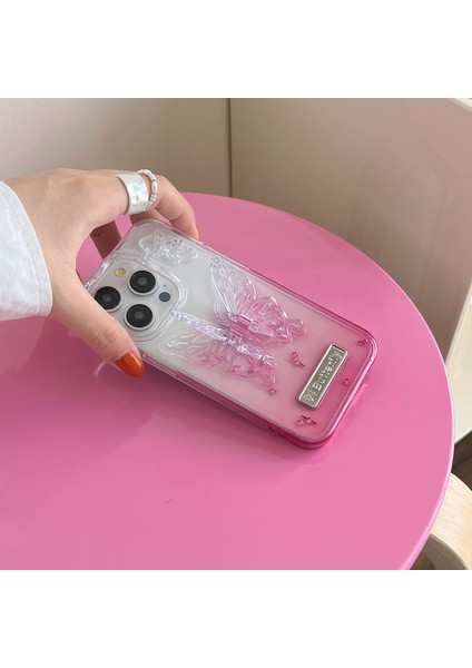 iPhone 13 Pro Için 6.1 Inç Kılıf Gradyan Tpu Darbeye Dayanıklı Telefon Kılıfı, Şekli Kickstand-Pembe (Yurt Dışından)