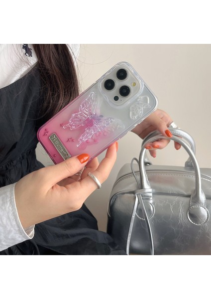 iPhone 13 Pro Için 6.1 Inç Kılıf Gradyan Tpu Darbeye Dayanıklı Telefon Kılıfı, Şekli Kickstand-Pembe (Yurt Dışından)